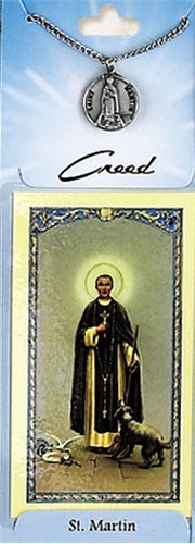 St Martin Prayer Card with Pewter Medal