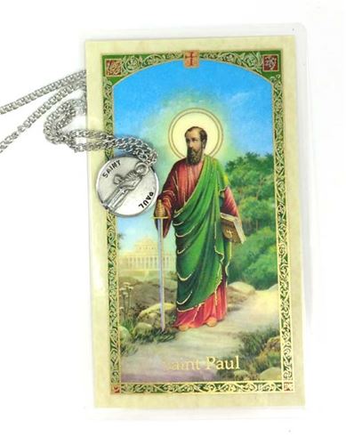 St Paul Prayer Card with Pewter Medal