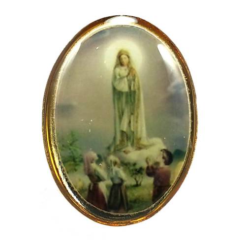 Our Lady of Fatima Small Gold Rim Lapel Pin