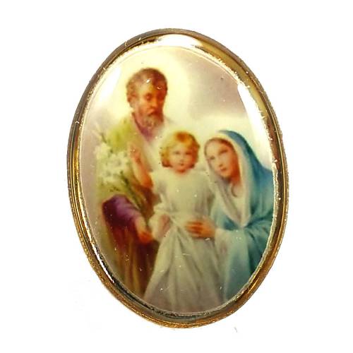 Holy Family Small Gold Rim Lapel Pin