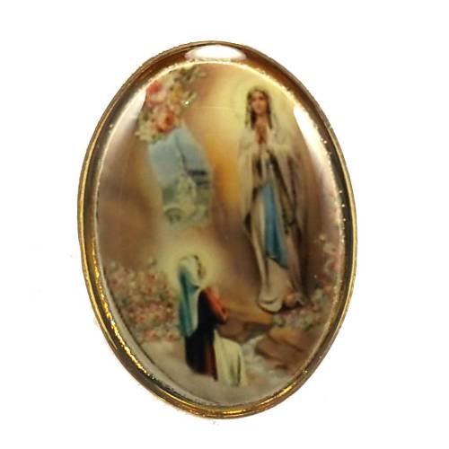 Our Lady of Lourdes Small Gold Rim Lapel Pin