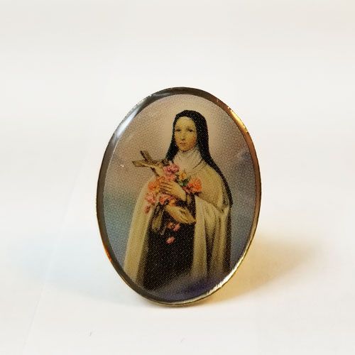St. Therese the Little Flower Small Gold Rim Lapel Pin