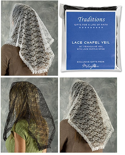 Lace Chapel Veil - White and Ivory