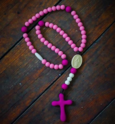 Pink Silicone Breakaway Chews Life Rosary