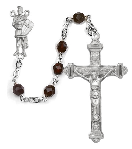 Saint Florian Garnet Crystal Rosary