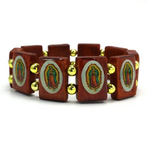 Our Lady of Guadalupe Wood Stretch Bracelet