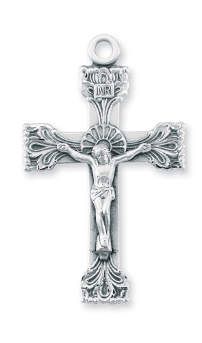 Sterling Silver Ornate Lilly Crucifix