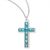 Blue Enameled Sterling Silver Cross Necklace