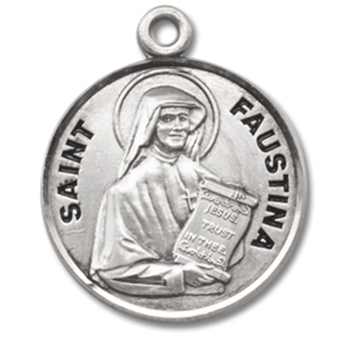 St. Faustina Round Sterling Silver Medal