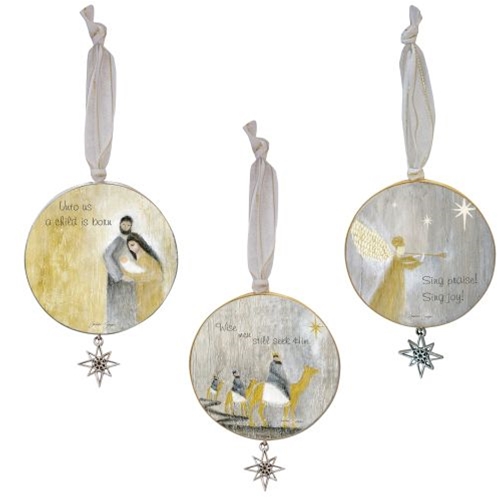3 Piece Ornament Set - Holy Family, Wise Men and Angel