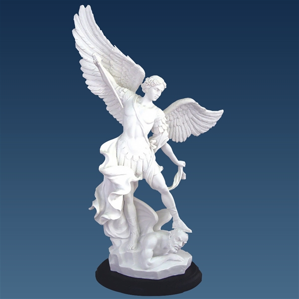 St. Michael Statue - White with Black Base - 10.75-Inch