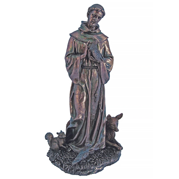 St. Francis with  Animals Statue - 12-Inch