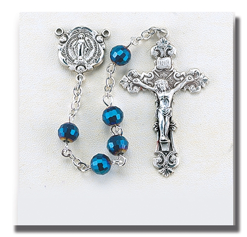 Zircon Multi Faceted Tin Cut Crystal Rosary