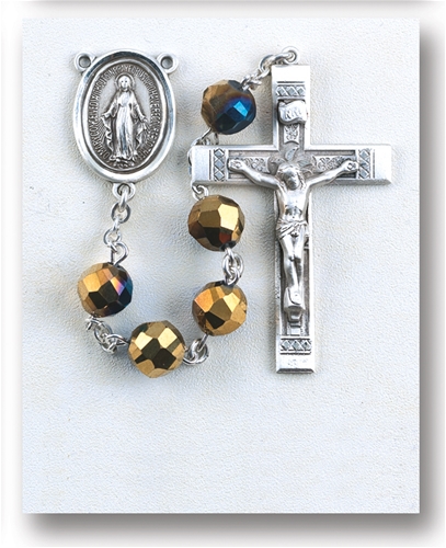 Metallic Gold Tin Cut Crystal Rosary
