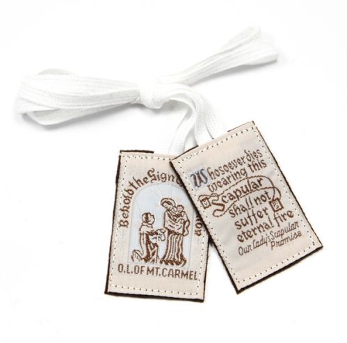 Traditional Brown Wool Scapular White Cord - Washable