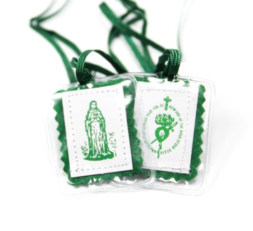 Among Mary&#39;s Gifts Green Scapular - Bulk Pack of 100