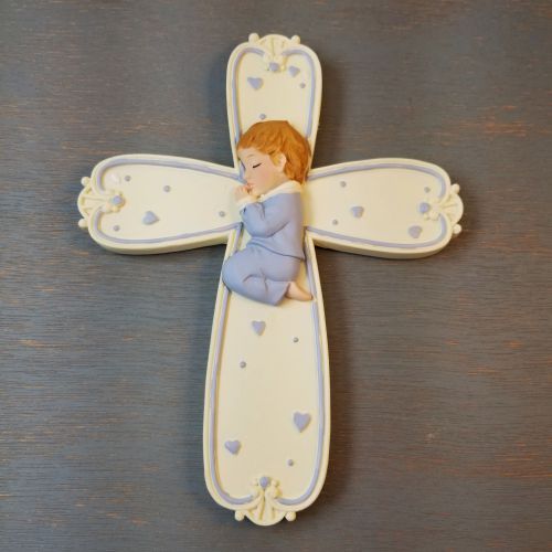 Children&#39;s Ceramic Praying Boy Cross
