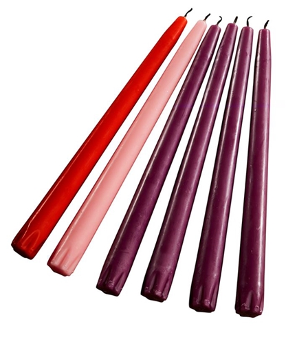 10 inch Advent Candle Set - 3 purple, 1 pink, 1 red (Candles Only)