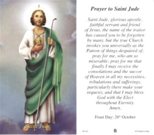 Prayer to St Jude - Paper Prayer Card - Pack of 100