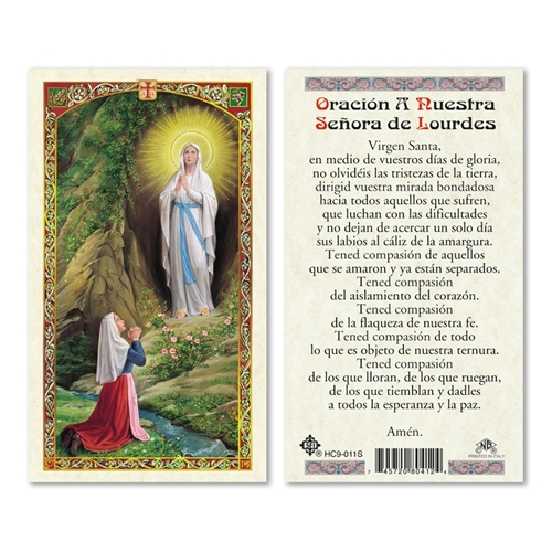 Oracion A Ruesta Senora de Lourdes Laminated Prayer Card