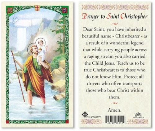 Saint Christopher Laminated Prayer Card