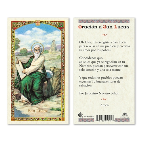 Oracion a San Lucas Laminated Prayer Card