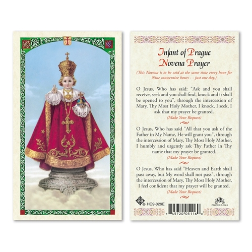 Infant of Prague Novena Laminated Prayer Card