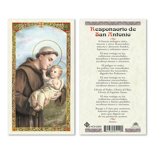 Responsorio de San Antonio Laminated Prayer Card