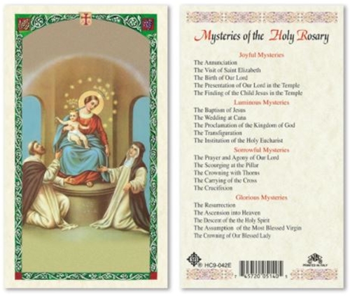 Holy Rosary Mysteries Laminated Prayer Card