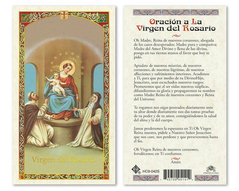 Oraci&#243;n a la Virgen del Rosario Laminated Prayer Card