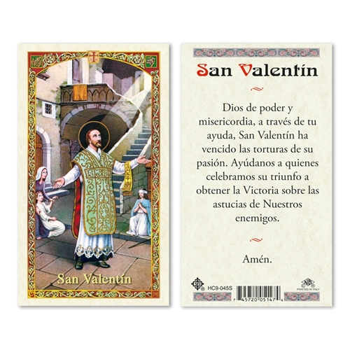 San Valentin Laminated Prayer Card