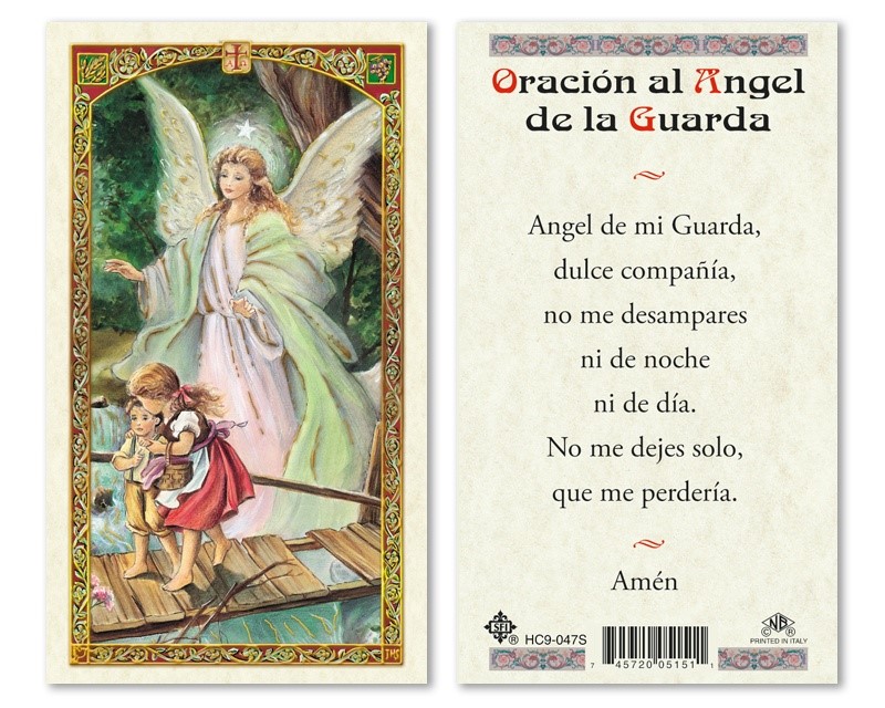 Oraci&#243;n al Angel de la Guarda Laminated Prayer Card