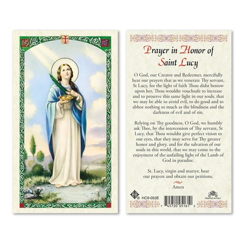 Saint Lucy Laminated Prayer Card