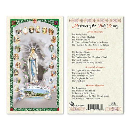 Mysteries of the Holy Rosary - Our Lady of Lourdes - Laminated Prayer Card