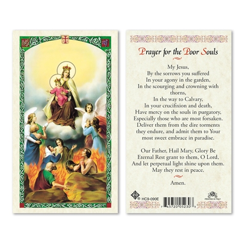 Mt Carmel Prayer for the Poor Souls Laminated Prayer Card
