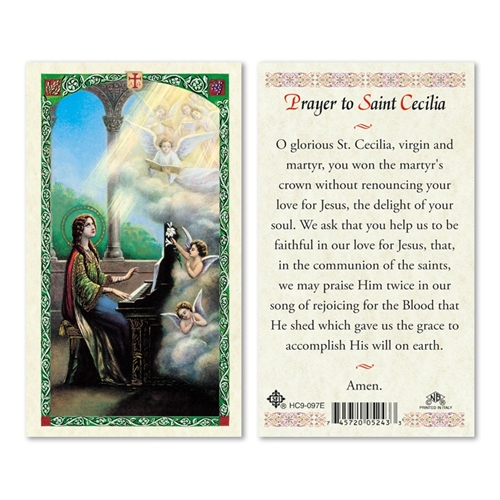 Saint Cecilia Laminated Prayer Card