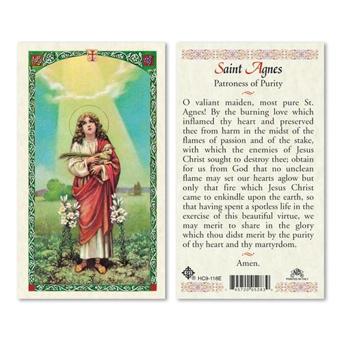 Saint Agnes Laminated Prayer Card