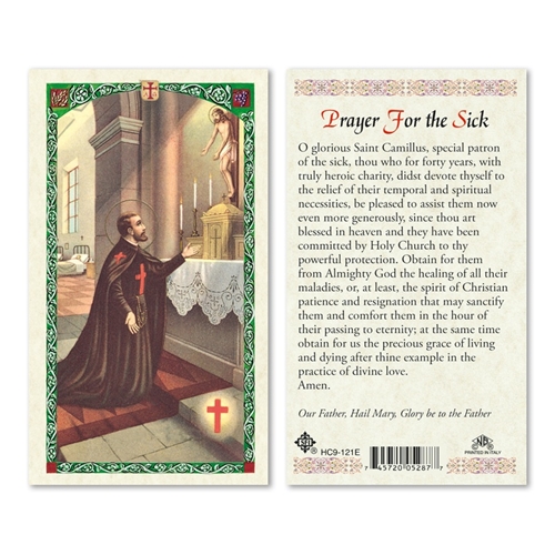 Saint Camillus Prayer for the Sick Laminated Prayer Card