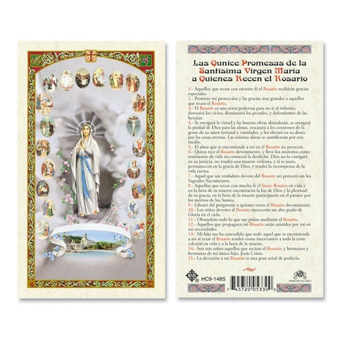 Las Quince Promesas Laminated Prayer Card