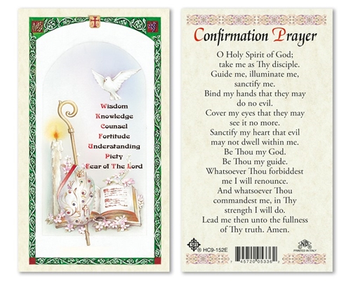 Confirmation Laminated Prayer Card