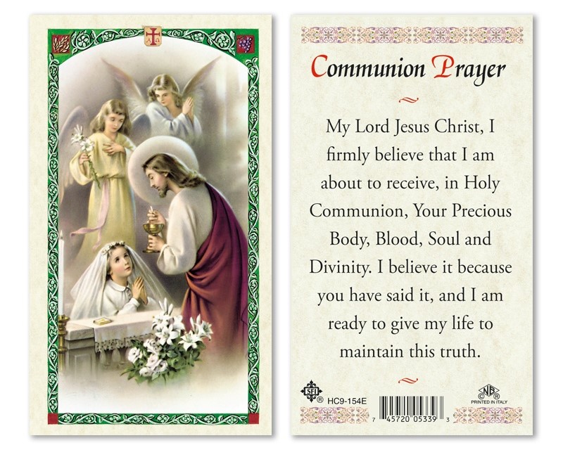 Girl&#39;s Communion with Angels Laminated Prayer Card