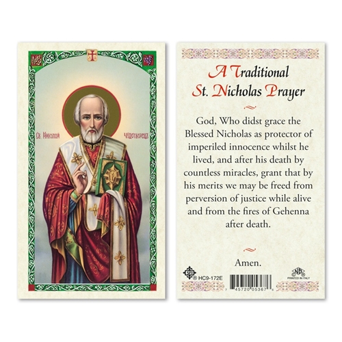Saint Nicholas Laminated Prayer Card