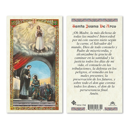 Santa Juana De Arco Laminated Prayer Card