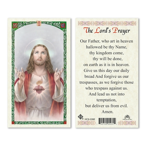 Lord&#39;s Prayer w/Sacred Heart Laminated Prayer Card