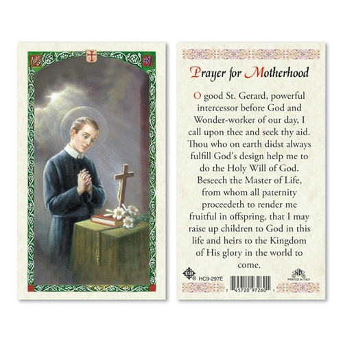 Saint Gerard Motherhood Laminated Prayer Card