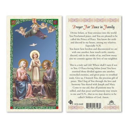 Peace in Family Laminated Prayer Card