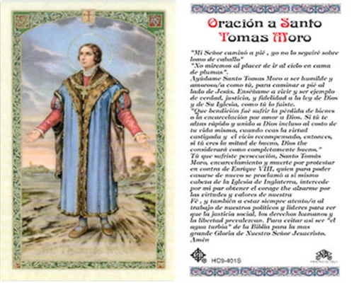 Oracion a Santo Tomas Moro Laminated Prayer Card