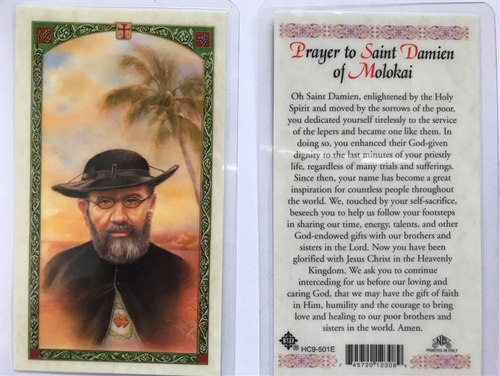 Saint Damien of Molokai Laminated Prayer Card