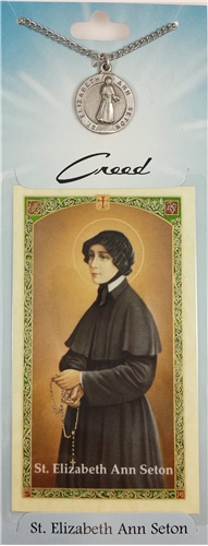 St Elizabeth Ann Seton Pewter Medal with Prayer Card