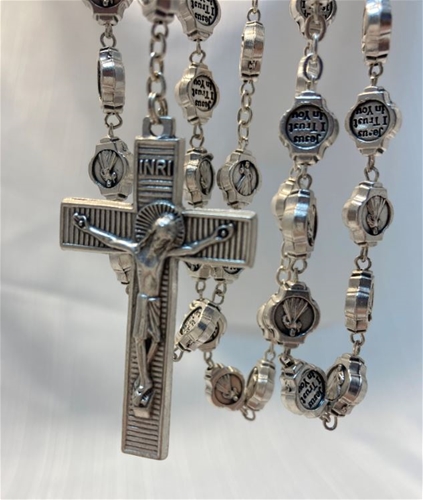 Divine Mercy Metal Rosary with I Trust in You beads